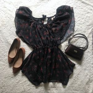 Eyeshadow | Floral Butterfly-sleeve Dress